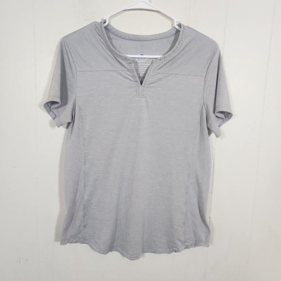 Kuhl Allegro Gray Split Neck Short Sleeve Activewear Top Size Small - Picture 2 of 16